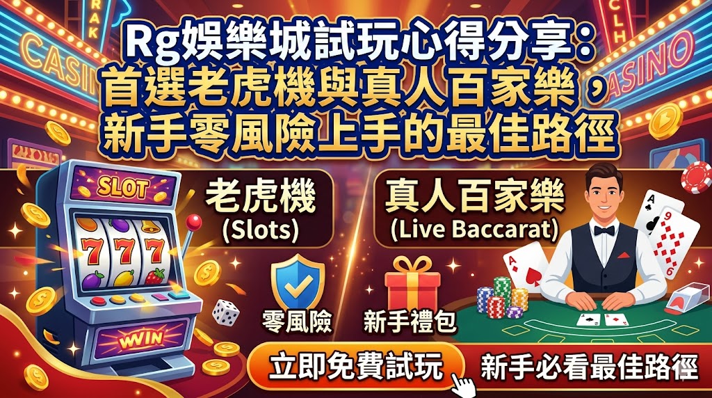 Rg娛樂城試玩心得分享:首選老虎機與真人百家樂,新手零風險上手的最佳路徑