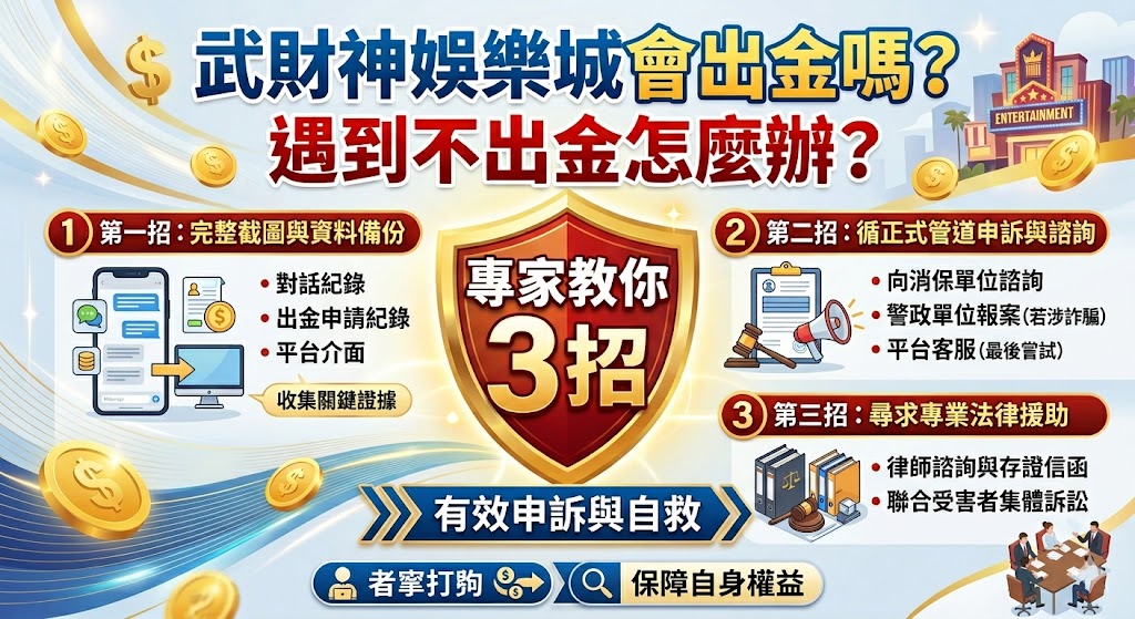 武財神娛樂城會出金嗎?遇到不出金怎麼辦?專家教你3招有效申訴與自救